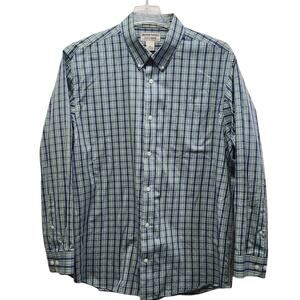 Duluth Trading Shirt Men's Button-Down Green/Blue Striped Buttonup LongSleeve XL